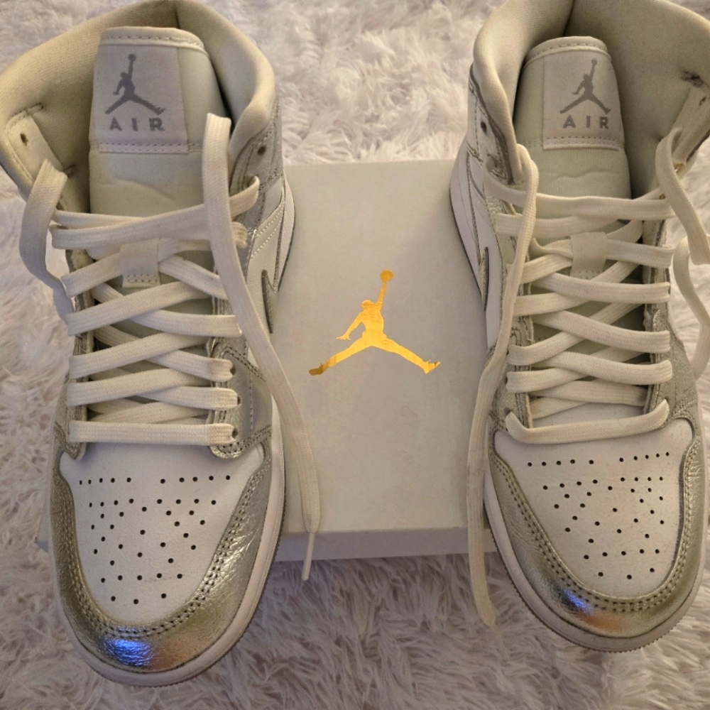 Air Jordan White and Silver Sneakers